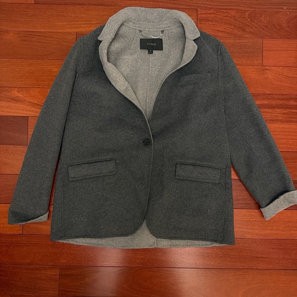 J. Crew Women's Reversible Gray/Light Gray Wool-Blend Blazer